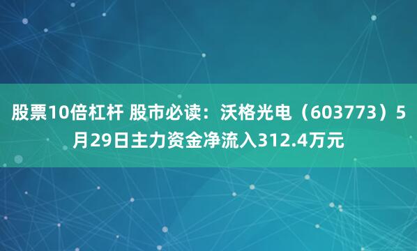 股票10倍杠杆 股市必读：沃格光电（603773）5月29日主力资金净流入312.4万元