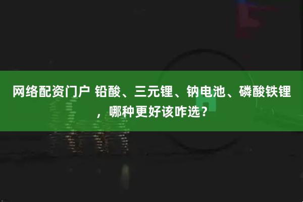 网络配资门户 铅酸、三元锂、钠电池、磷酸铁锂，哪种更好该咋选？